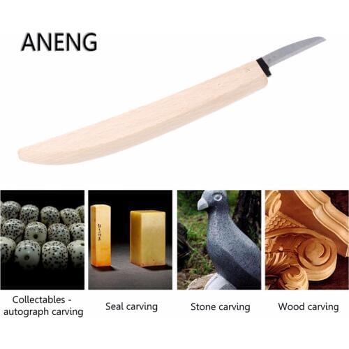 ANENG 18cm Knife Beech Wood Working Banana Type Handle Wood Carving DIY Tool