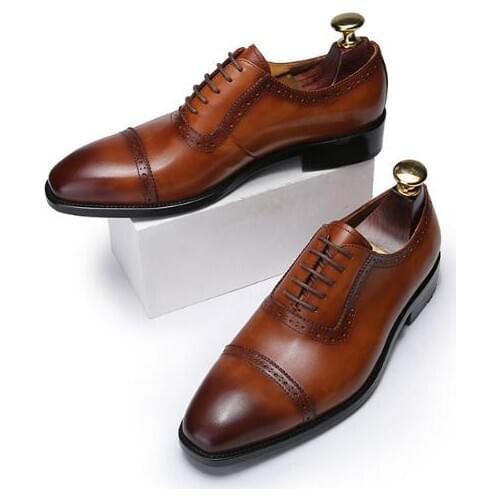 Handmade Carved Brogue Formal Business Shoes Genuine leather Mens Formal Suit Dress Oxfords