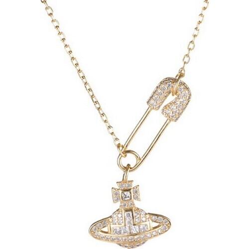 925 silver rhinestone pin pendant necklace women link chain choker charming jewelry