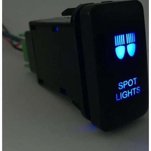 ABS Plastic 12V Push Button Switch Blue Spot Light For Toyota Prado 120 Series Push Switches Auto Replacement Parts