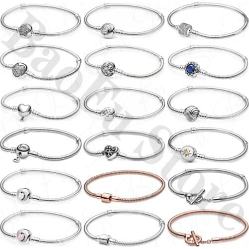 Authentic 925 Sterling Silver Bracelet Threaded Snake Chain Bracelet Luxury Popular Love Suitable For Original WomenS Jewelry