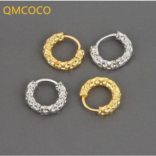 QMCOCO 925 Silver Vintage Irregular Concave-Convex Surface Geometry Earrings For Women Trendy Jewelry Party Accessories Gifts