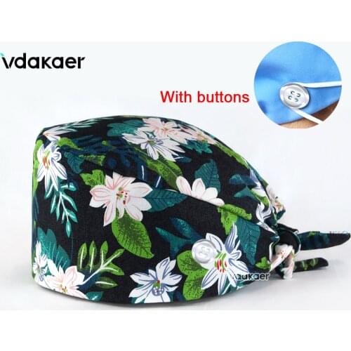 New Fashion cotton cartoon print hats adjustable scrubs hats beauty salon working cap laboratory pet shop scrubs caps