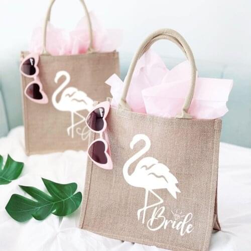 Flamingo Bride Bag beach rustic country retro wedding engagement Bachelorette Party Bridal Shower travel Bridesmaid gift present