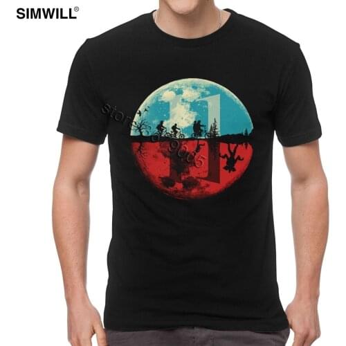 Hip Hop Streetwear Stranger Things Moon T Shirt Men Fashion Short Sleeves Cotton T-Shirt Upside Down Tshirt TV Fans Tees Top