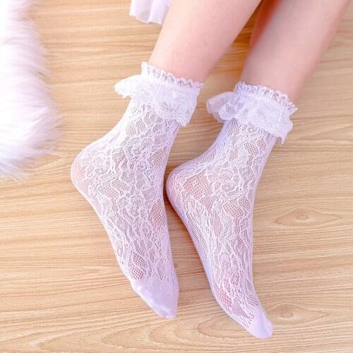 Lolita Lace Socks Loli Cosplay knee high mesh stockings macrame loose Stocking Girl Cute Sexy Women