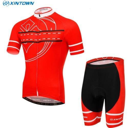 XINTOWN Ropa Ciclismo Outdoor Red Cycling Bike Racing Short Sleeve T-Shirt Clothing Bicycle Jersey Quick Dry Bib Shorts Sets