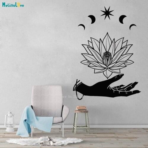 Vast Stars Vinyl Wall Decal Yoga Studio Room Hand Spa Relaxation Lotus Flower Stickers Art Poster Self-adhesive YT4189