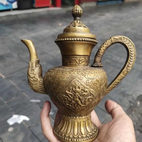 Long mouth wine pot with copper head and Phoenix Tail round bottom, Exquisite home decoration Ornaments