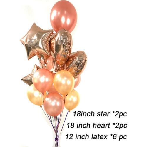 12''18inch Champagne rose red Star Heart latex Foil Balloon Birthday Party Wedding Valentines Day Decor Air Party Supplies