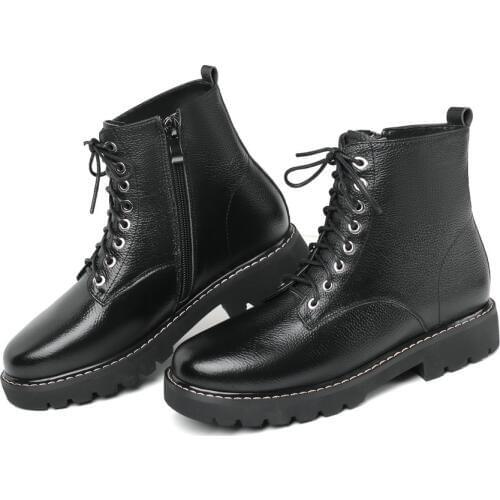Genuine 100% Leahter Womens Ankle Boots Fashion Style Brand Women martin boots 2019 Woman Shoes Lady Footwear Size 34-40