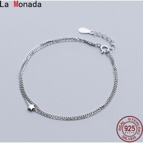La Monada 925 Sterling Silver Bracelets For Women Star Double Layer Chain Silver Bracelet 925 Ladies Women Accessoire Female
