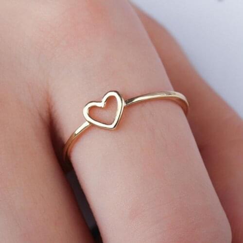 Women Simple Hollowed-out Heart Ring Valentine Propose Circlet Jewelry Gift