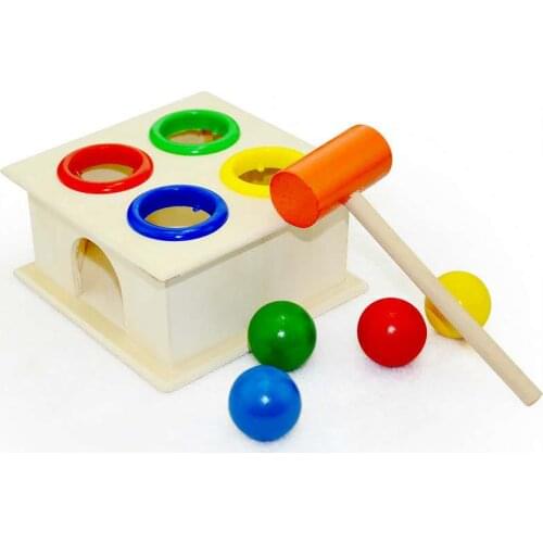 1 Set Wooden Hammering Ball Hammer Box Children Fun Playing Hamster Game Toy Early Learning Educational Toys For Children Boys