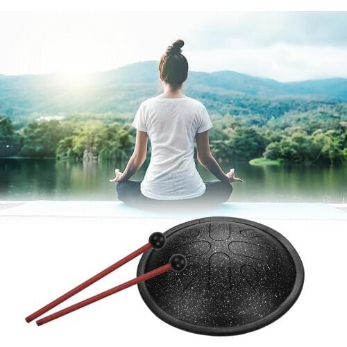 10 Inches 8 Notes Handpan Drum Steel Tongue Drum Portable Travel Drum Percussion Instrument with Mallet Carry Bag for Meditation