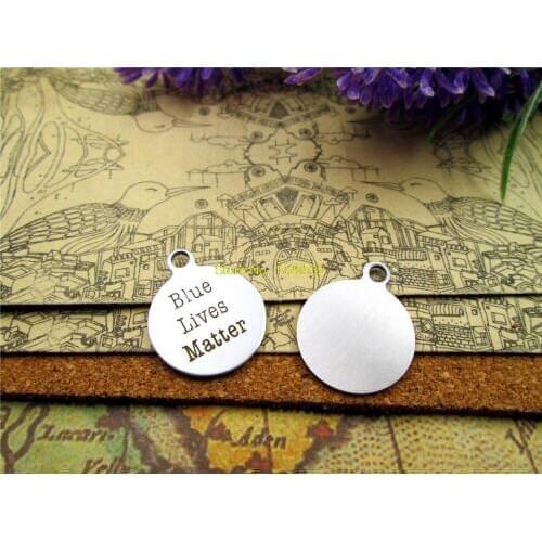 10pcs-stainless steel Charms "blue lives matter" DIY Charms Pendants for necklace/bracelet/keychain DIY jewelry