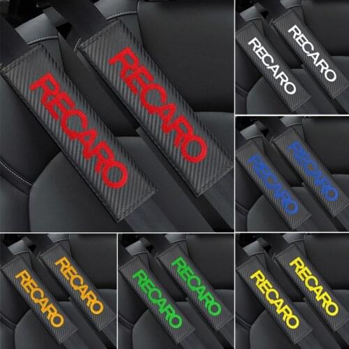2 PCs carbon fiber style car seat belt cover Racing shoulder belt pad for Recaro Racing seat belt car accessories