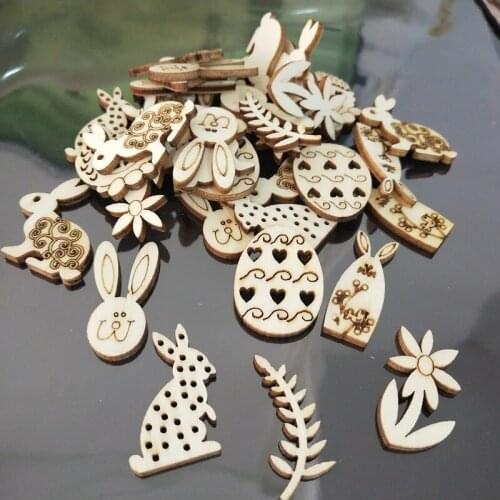 20pcs Wooden Rabbit Shape Wood Discs Slices Unfinished Wooden Cutouts Craft DIY Decoration