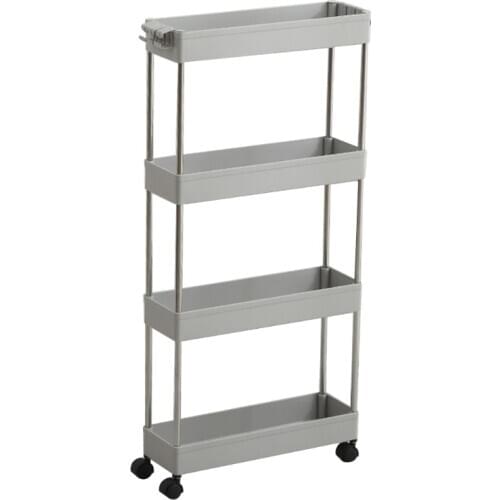 3/4 Layer Kitchen Crack Storage Rack Movable Pulley Storage Shelf with Hooks N58A