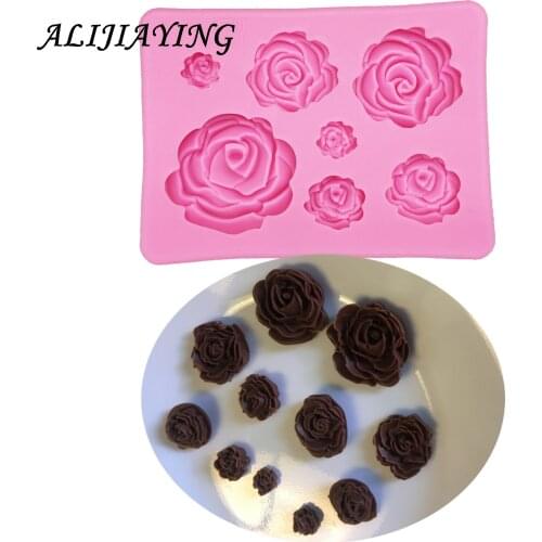 3D Sugarcraft Rose Flower silicone mold fondant mold cake decorating tools chocolate confeitaria mold baking accessories D1023