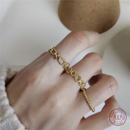 925 Sterling Silver Punk Hip Hop Ring Women Twisted Rope Circle Index Finger Ring Exquisite Small Party Jewelry Girlfriend Gift