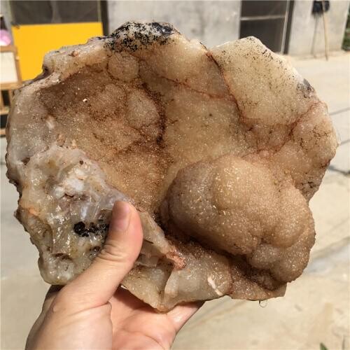 977g natural rough gem stone orange spirit quartz crystal bowl geode Pineapple quartz Madagascar home dec gift