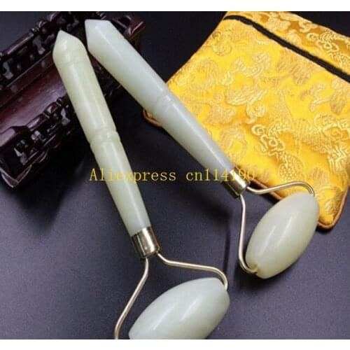 Free Shipping Wholesale Beauty Jade massage facial Natural Stone massage beauty massage roller