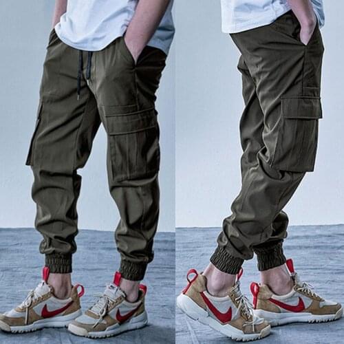 Mens Cargo Pants Elastic Multiple Pocket Military Male Trousers Outdoor Joggers Pant Joggers Trousers Fashion Harajuku Men Pants