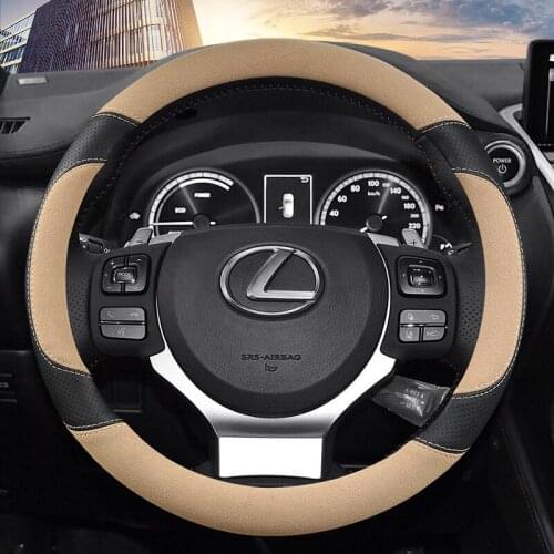 Car Carbon Fiber Leather Steering Wheel Covers Interior Accessories 38cm for Lexus CT LX GX LM IS GS ES LS UX NX RX Car Styling
