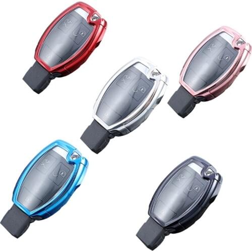 Car Key Case Cover PC+TPU Key Fob Shell Holder Protector Keychain Bag for Benz A C E R M Class CLA GLA Class W203 W210