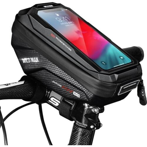 WILD MAN Bike Bag Front Frame Bag Touchscreen Waterproof Bicycle Bag 6.7in Phone Case MTB Bike Handlebar Pack Bike Accessories