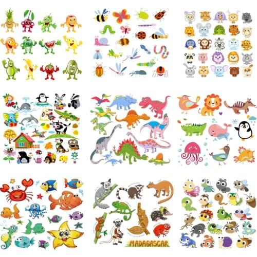 Iron on Transfer for Clothing Thermoadhesive Patches Stickers Diy Cute Patch Fusible Animals Appliques for Clothing Stripes F