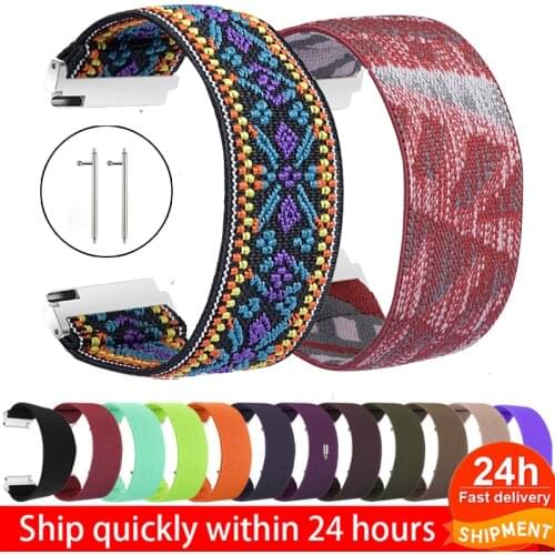 18mm 20mm 22mm Scrunchie Elastic Sport Strap for Samsung Galaxy Watch 46mm band Nylon active 2 gear s3 band For Woman Bracelet