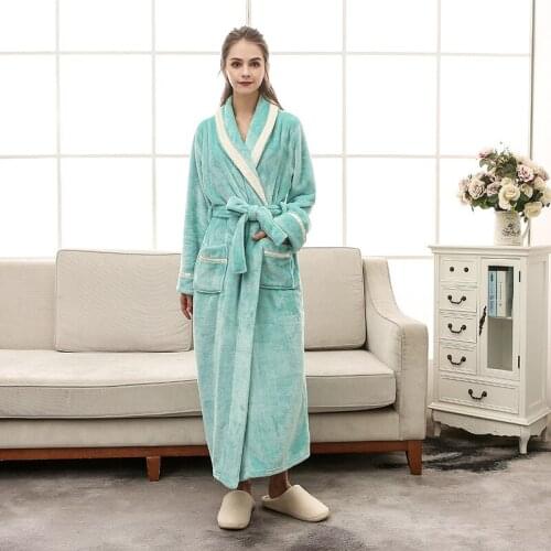 Flannel Winter Thicken Warm Female Male Coral Fleece Kimono Robes Lovers Women Mens Nightgown Bathrobe Sleepwear Home Clothes