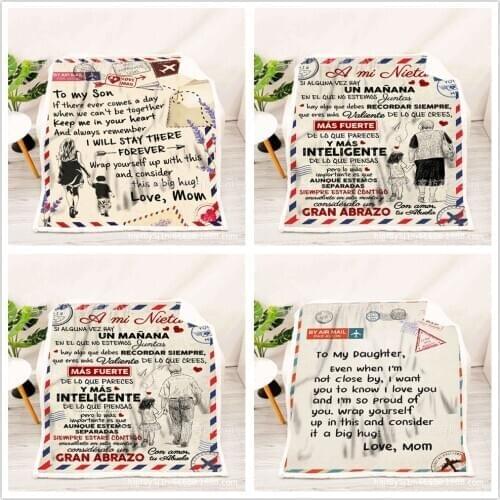 Flannel Throw Blankets to My Daughter Son wife Letter 3D Print Quilts Dad Mom for Encourage and Love Daughters Air Mail Blanket