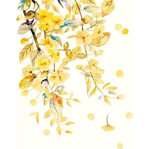 GATYZTORY DIY Oil Painting Paint By Number Kit On Canvas Golden Leaves For Adults Drawing With Brushes Abstract Painting Room De