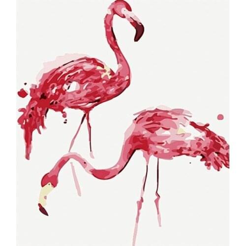 GATYZTORY DIY Painting By Numbers Flamingo Animals Picture HandPainted Oil Painting Gift Paint For Adults Children