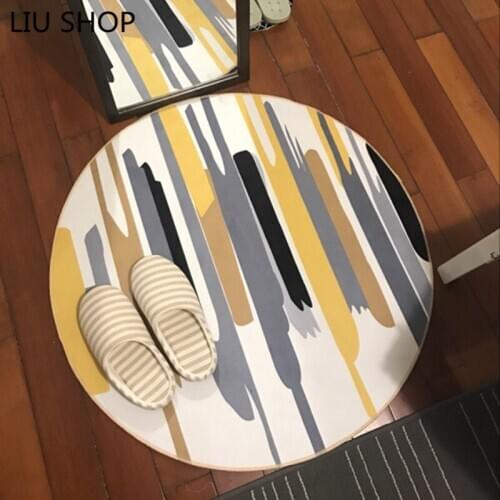LIU Nordic modern simple striped carpet living room coffee table bedroom rug round sofa table tapets study home hallway mat