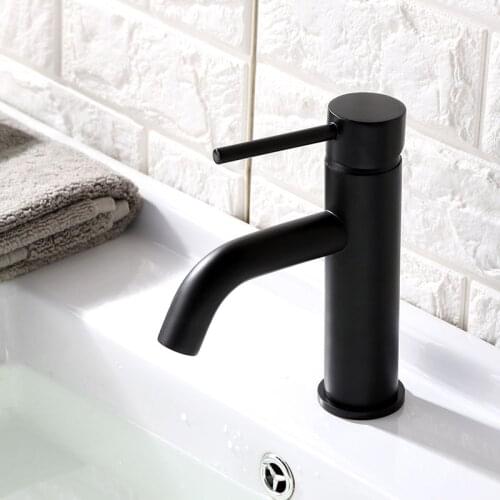 Brushed Gold Basin Water Mixer Deck Mount Bathroom Faucet Brass Material Matte Black & Gold Hot & Cold Faucet