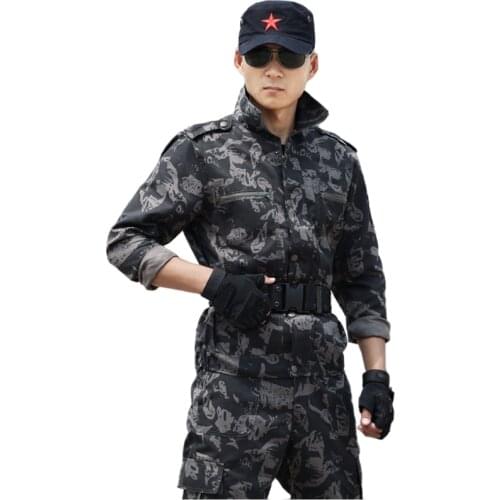 Autumn Mens Military Suit Jacket and Cargo Pants Black Tactical Camouflage Uniform Army Combat Airsoft Camo Training Clothing