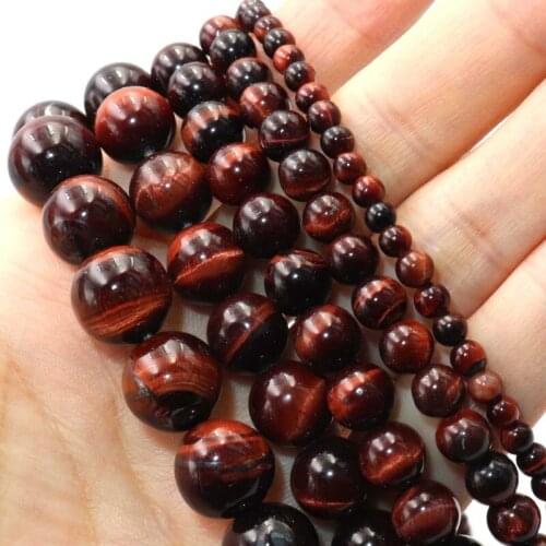 Natural Stone Red Tiger Eye Agates Round Loose Beads 4 6 8 10 12 MM Pick Size For Jewelry Making Charm DIY Bracelet Necklace