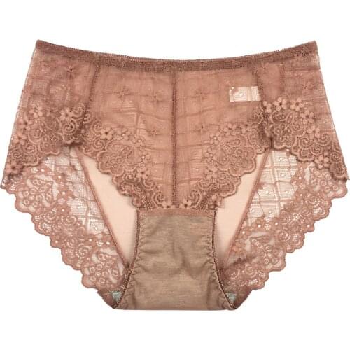 Spring and summer new ladies' lace underwear elegant graphene antibacterial crotch waist hip breathable 17006