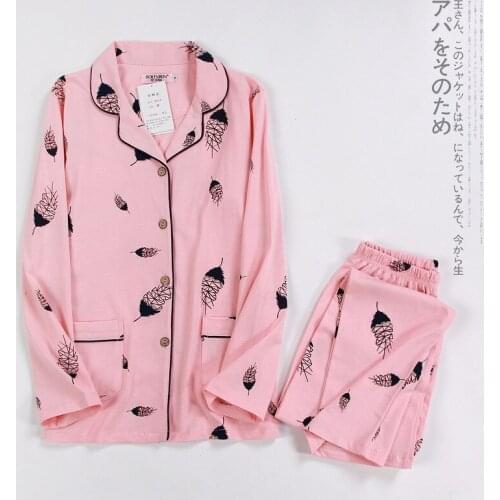 New Ladies 100% Cotton Pajamas Fashionable Leisure and Comfortable Lovers Couple Pajama Sets Long Sleeve Pijama Mujer House Suit