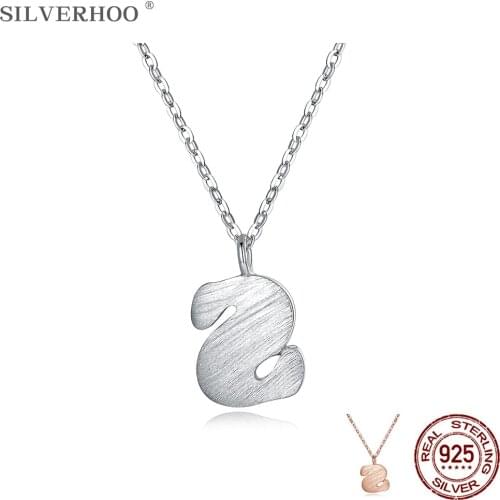 SILVERHOO Simple Matte S Letter Necklaces Pendant For Women 925 Sterling Silver Trendy Rose Gold Color Necklace Fine Jewelry