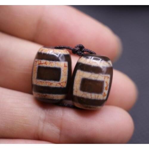 A Pair of Magic Power Tibetan Old Agate Heaven&Earth Bloody dZi Bead Amulet 5A LKbrother Sauces Top Qulality Garrentee
