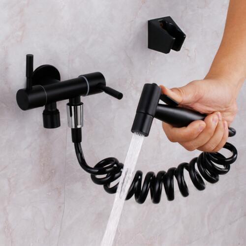 Handheld Hygienic black bathroom mounted bidet sprayer blacken Shower Pet Bath water gun