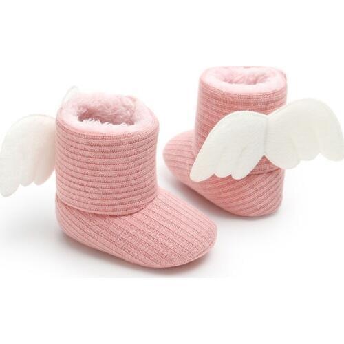 Girls wings boots Princess kids thicker Crochet cotton shoes Children winter boots Female children baby Snow boots