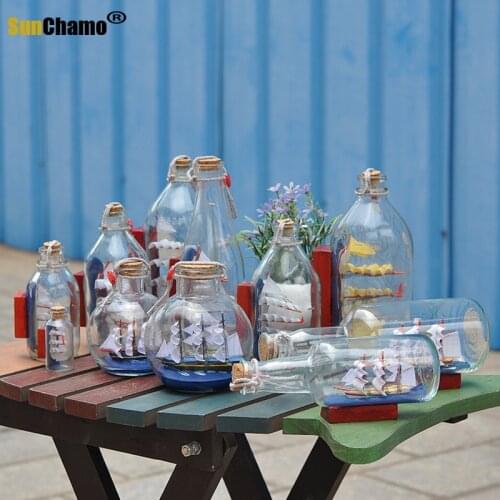 Mediterranean style pirate ship sailing bottles of small glass wishing bottle cork gifts crafts Art collection