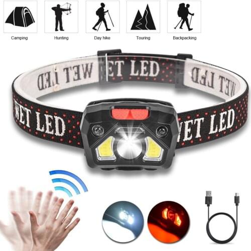 LED Intelligent Sensor Headlight Waterproof Multi-Light Flashlight Sensor Clip Cap Light Rechargeable Cob Outdoor Light Night