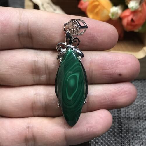 Top Natural Green Malachite Necklace Pendant Jewelry For Woman Man Silver Chrysocolla Crystal 47x15x9mm Beads Gemstone AAAAA